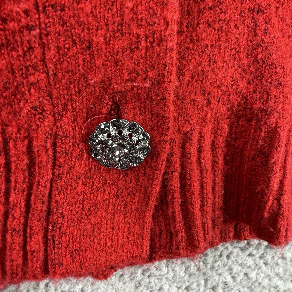 Talbots Cardigan Sweater‎ Womens XLP Red Jewel Buttons V Neck Pockets Christmas - Picture 3 of 12